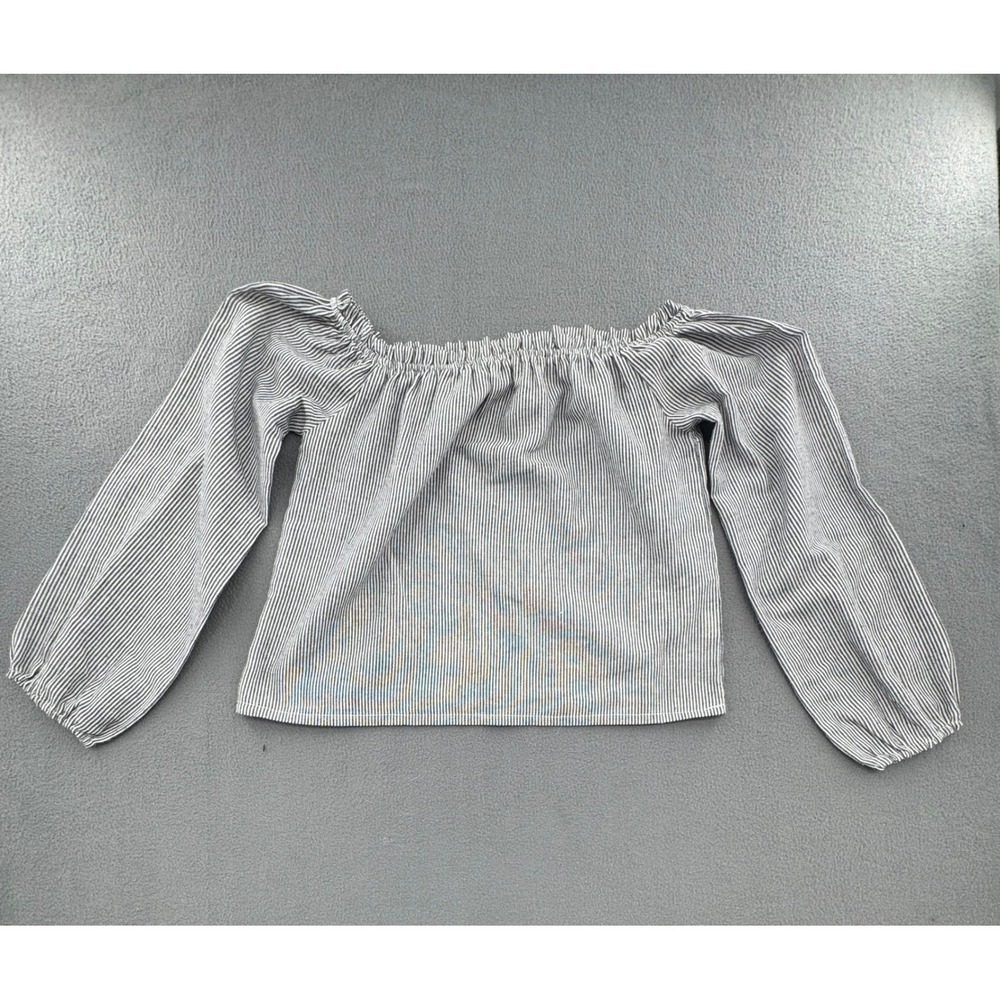 Brandy Melville OS Stripe Off Shoulder Top Coquette Peasant French Girl Dainty
